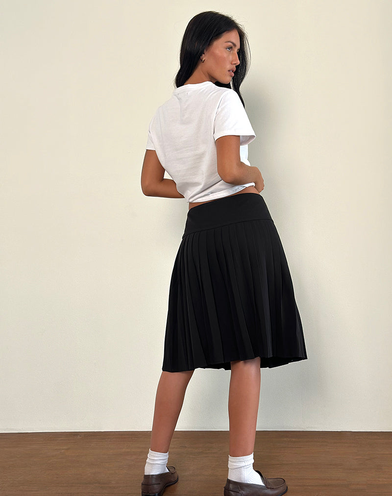 Image of Citrani Pleated Midi Skirt in Black