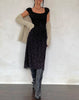 Image of Clarisse Midi Dress in Mesh Vine Flower Black