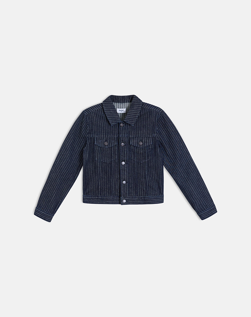 Image of Classic Denim Jacket in Stripe Indigo