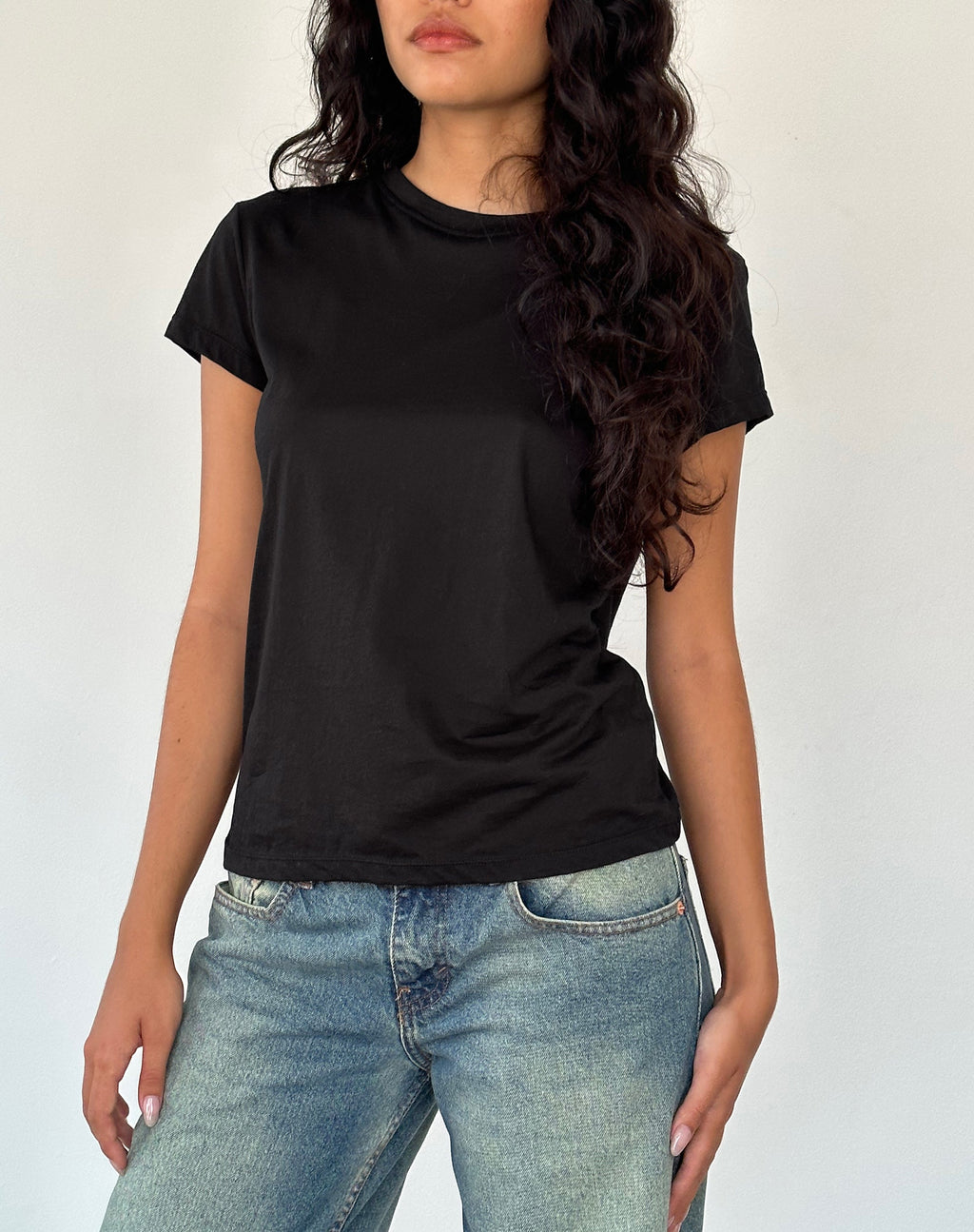 Clio Baggy Tee in Black Tissue Jersey
