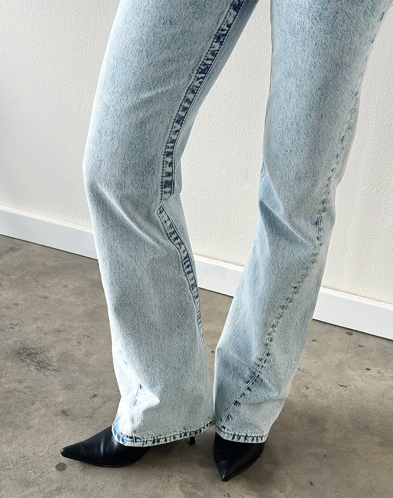 Low Rise Twisted Seam Jeans in 80's Blue Wash
