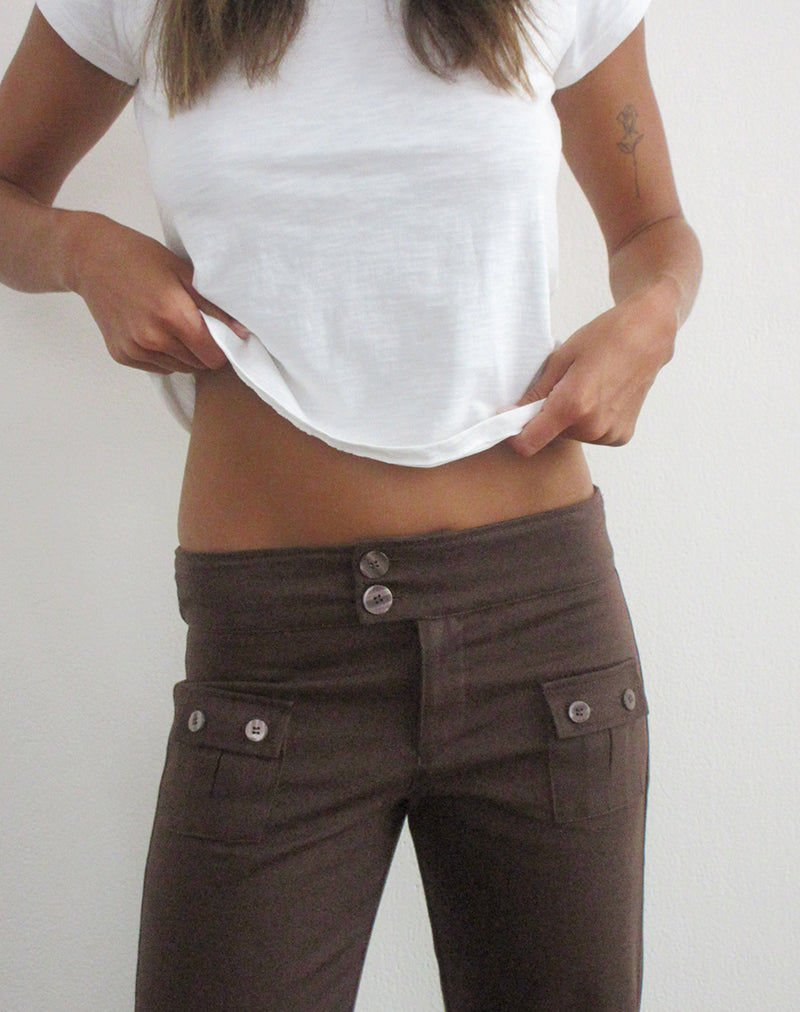 Image of Vanla Flare Trouser in Peached Twill Brown