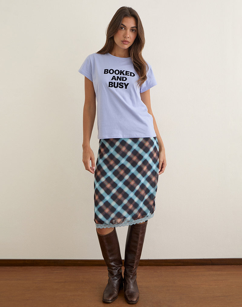 Image of Clio Baggy Tee in Lilac with Booked and Busy Slogan