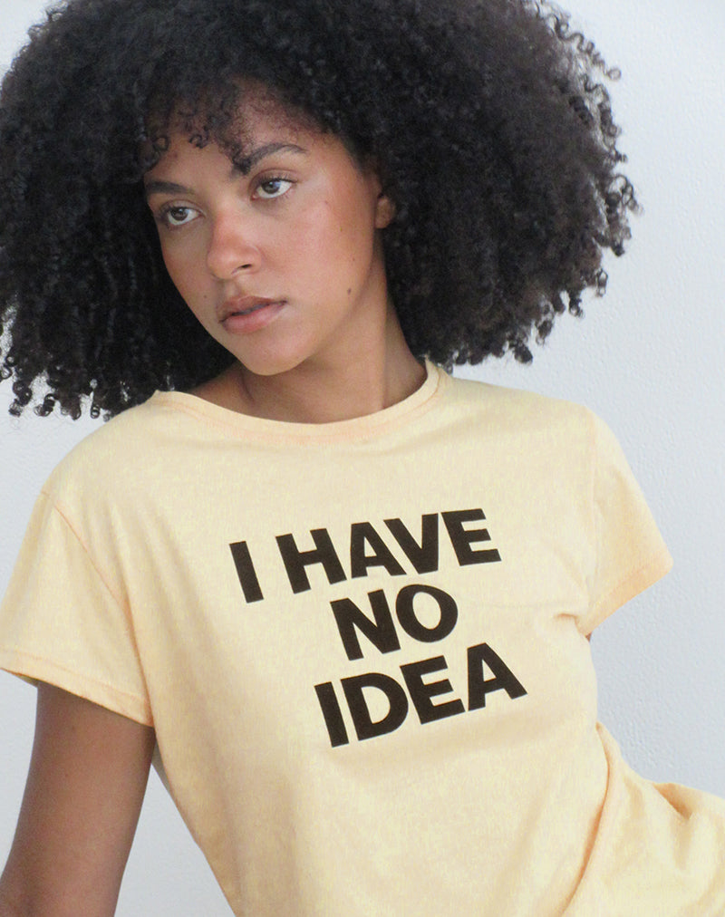 T-shirt ample Clio couleur citron avec imprimé « I Have No Idea »
