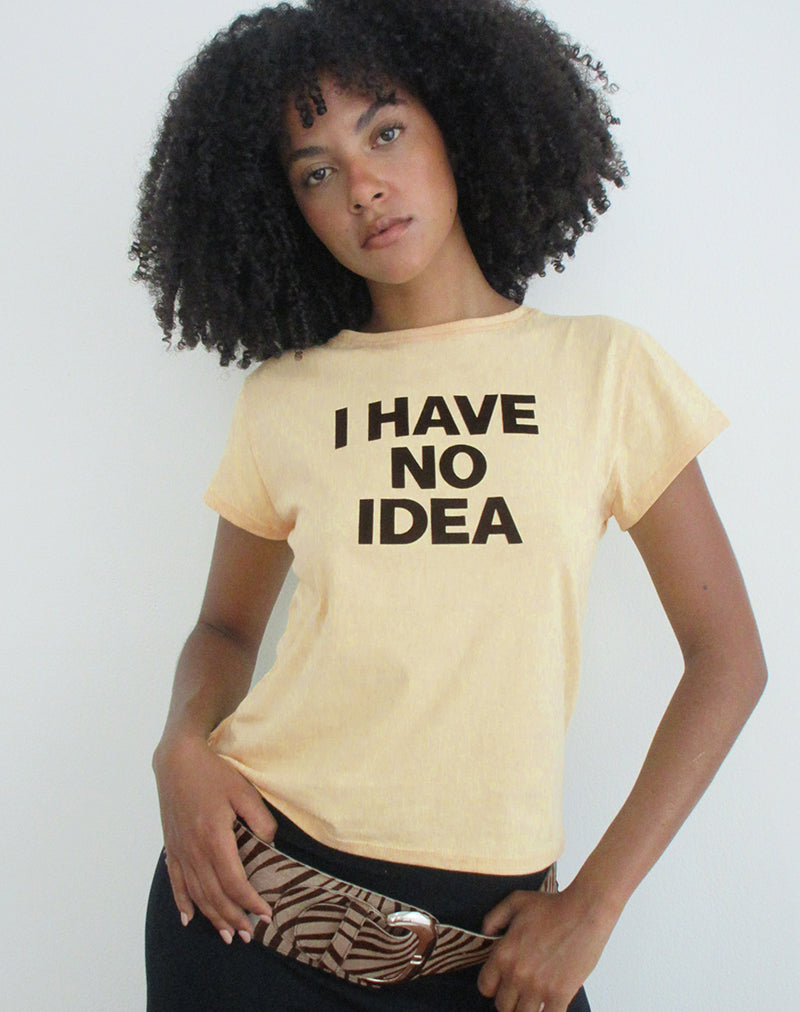 T-shirt ample Clio couleur citron avec imprimé « I Have No Idea »