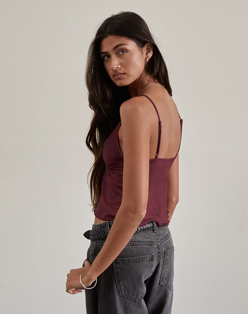 Image of Cojira Mesh Butterfly Top in Tonal Burgundy Paisley