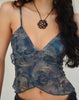 image of Cojira Mesh Butterfly Top in Tonal Blue Paisley