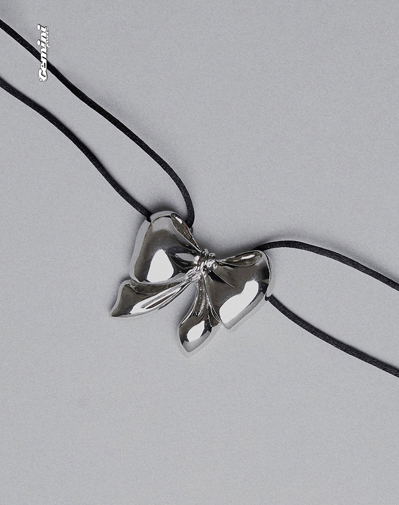 Colette Cord Big Bow Necklace by Gemini Jewels