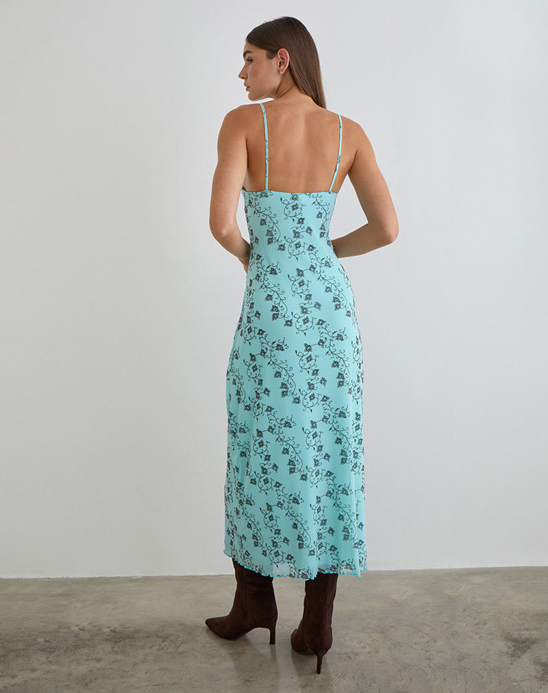 Image of Collete Midi Dress in Winding Ivy Blue
