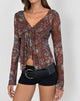 Image of Concetta Long Sleeve Top in Feathery Paisley Brown