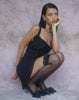 Image of Coraline Bow Mini Dress in Black Chiffon