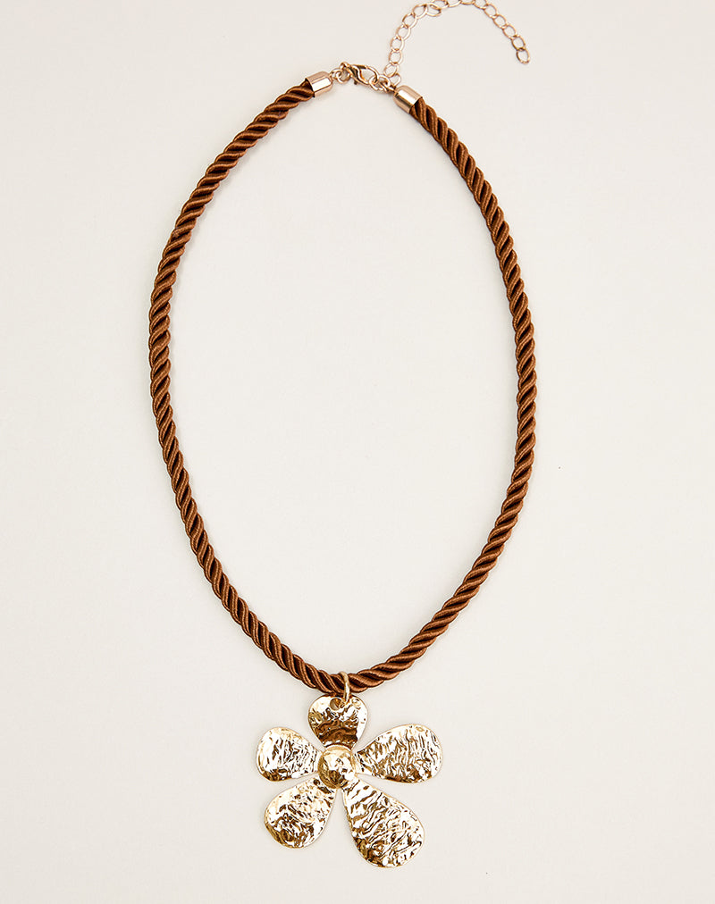 Image of Cord Necklace with Gold Plated Flower Pendant