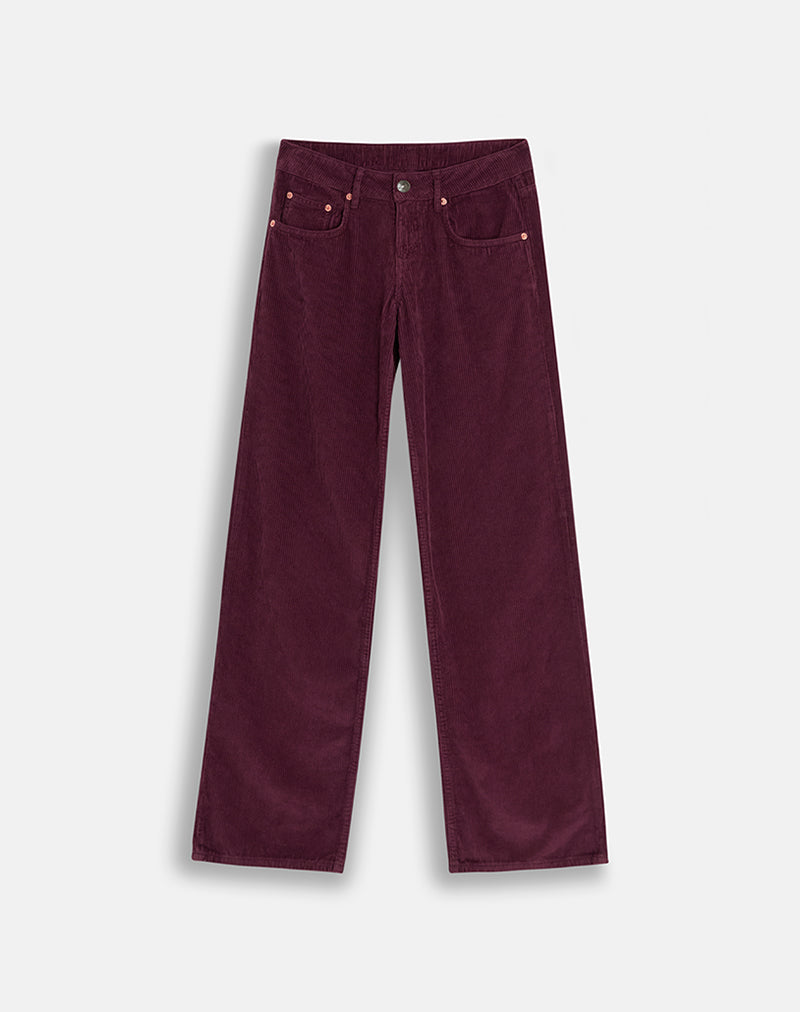 Image of Low Rise Parallel Trouser in Corduroy Burgundy
