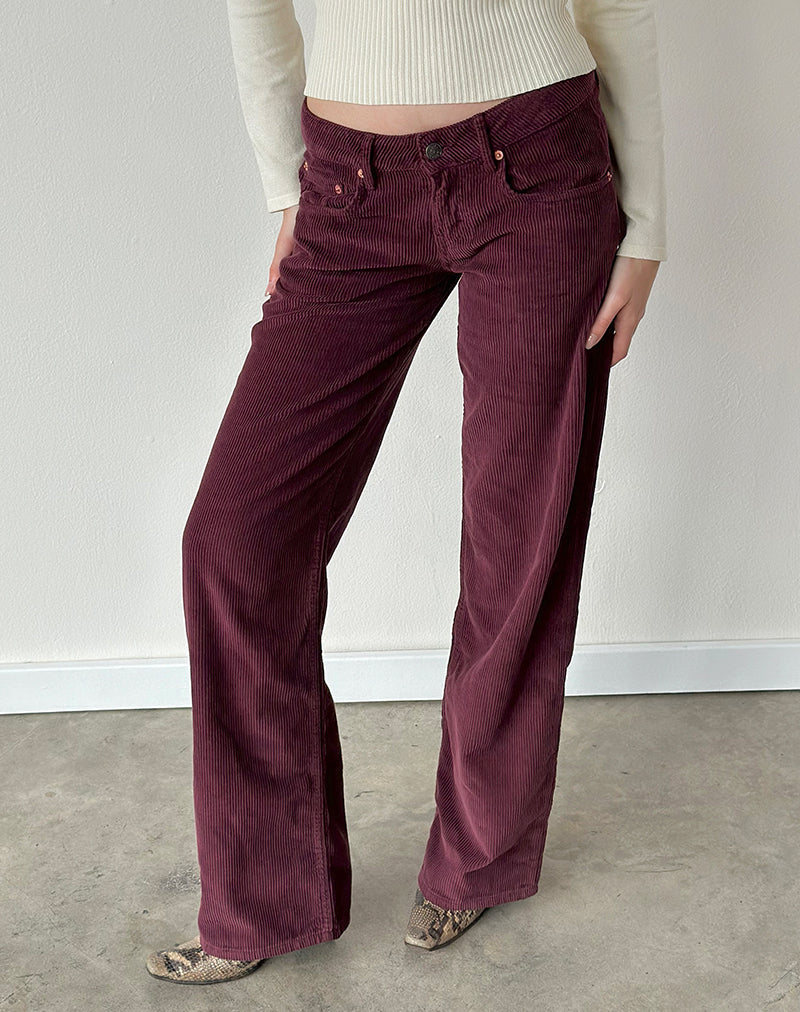 Image of Low Rise Parallel Trouser in Corduroy Burgundy