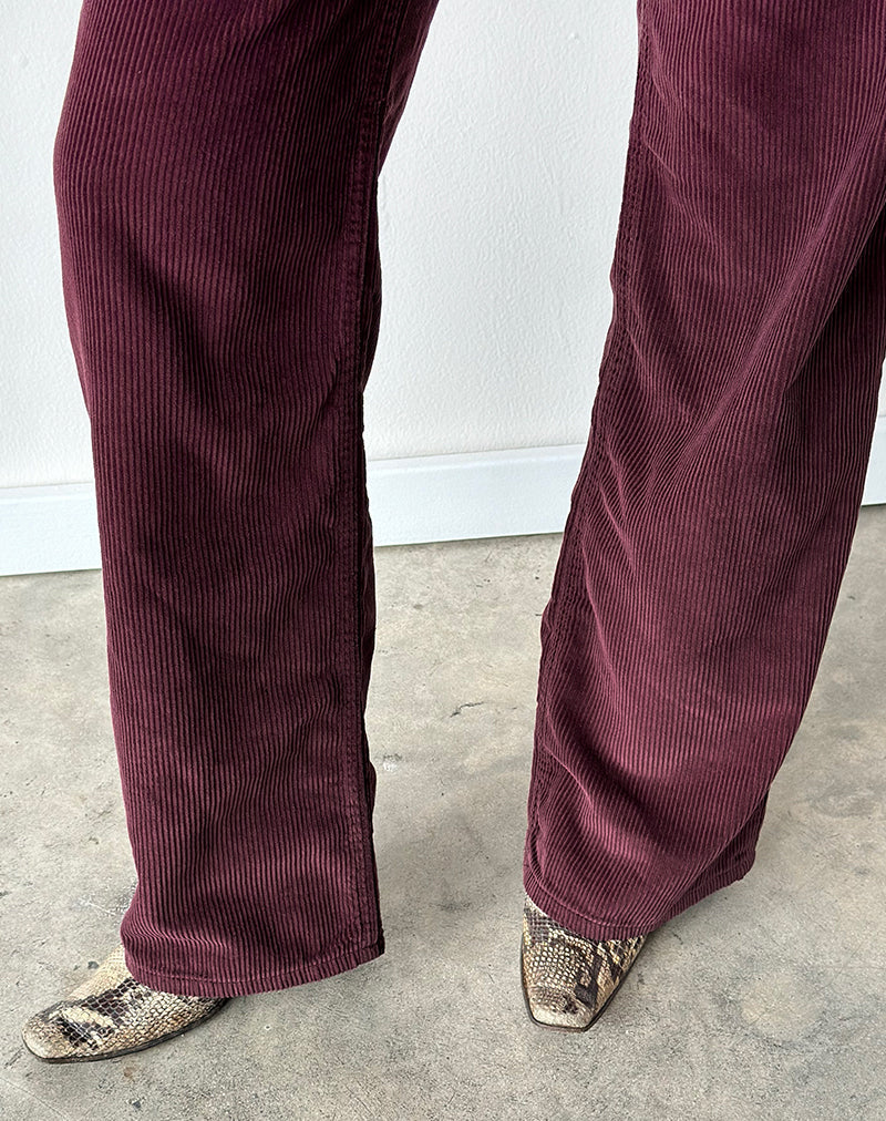 Image of Low Rise Parallel Trouser in Corduroy Burgundy