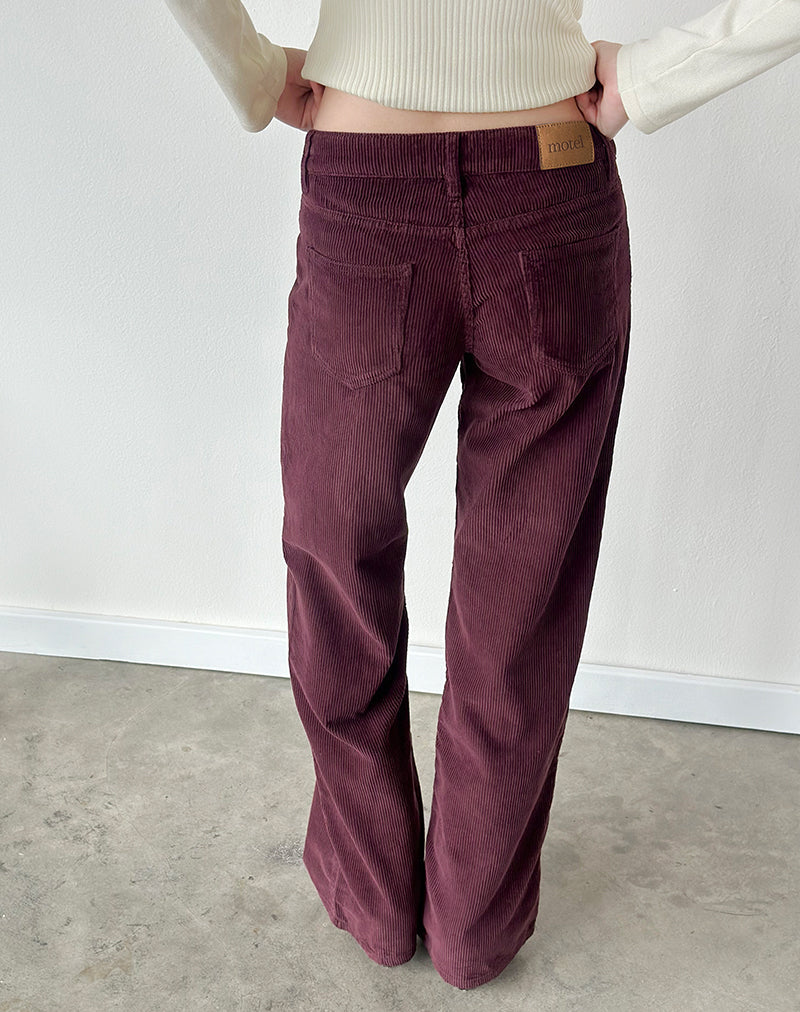 Image of Low Rise Parallel Trouser in Corduroy Burgundy