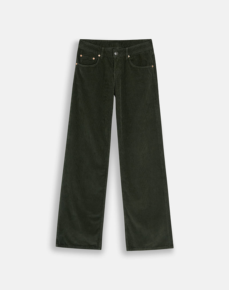 Image of Low Rise Parallel Trouser in Corduroy Green