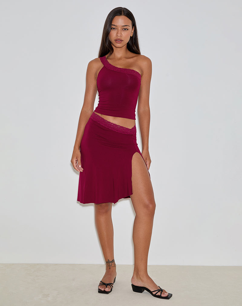 Image of Laudine Midi Skirt in Burgundy