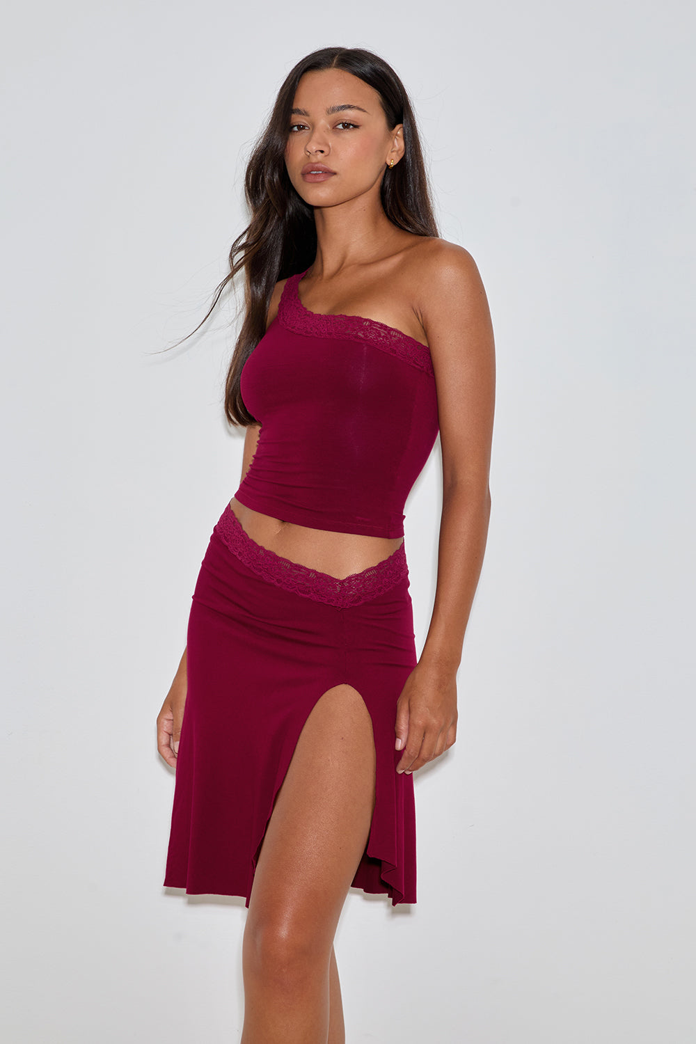 Image of Laudine Midi Skirt in Burgundy