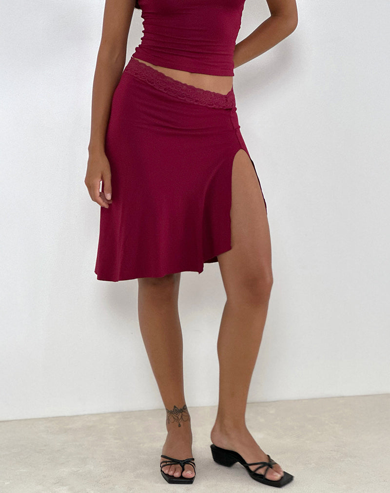 Image of Laudine Midi Skirt in Burgundy
