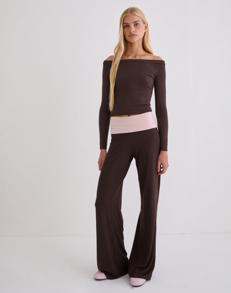 Bittere chocolade met lila omgeslagen broek | Coreta – motelrocks-com-eur