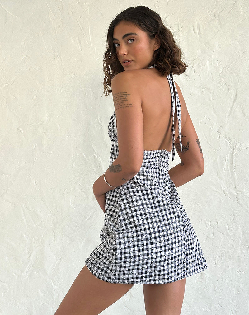 Image of Corla Mini Dress in Black Floral Gingham