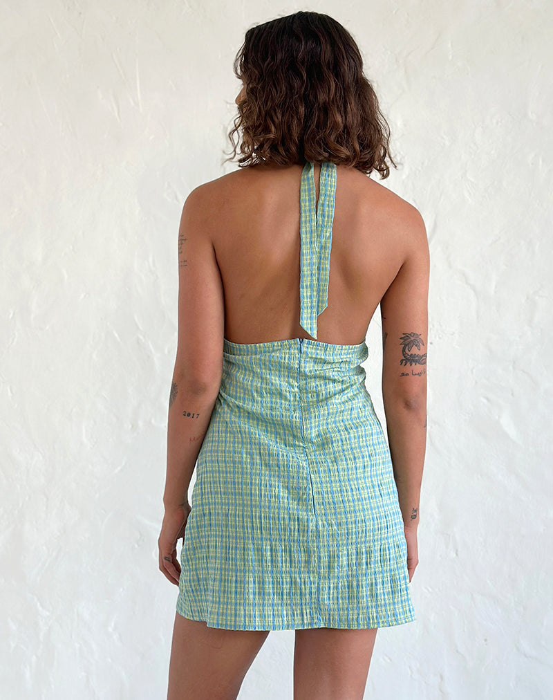 Image of Corla Mini Dress in Check Green