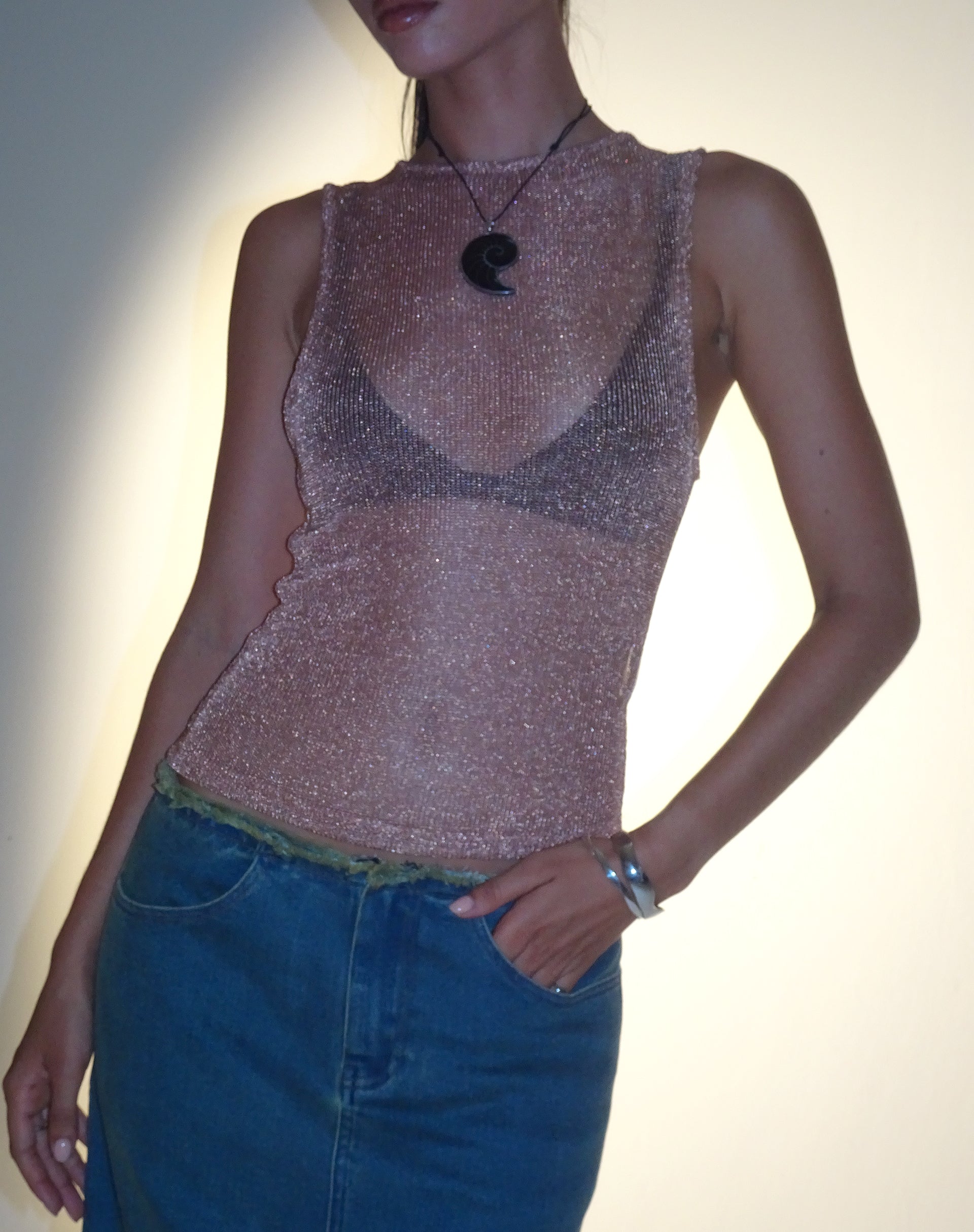 Image of Cosima Tank Top in Rose Gold Chain