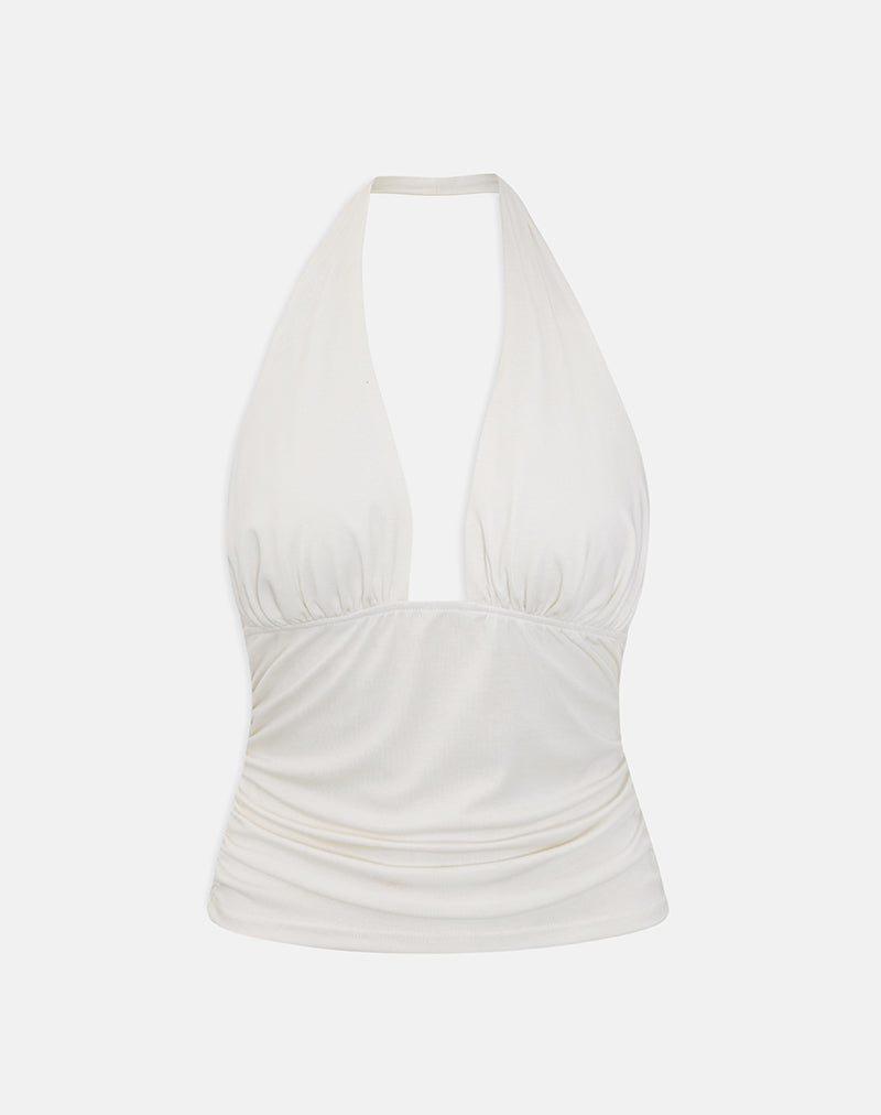 Cosimo Halterneck Top in Cream Eco Lyocell
