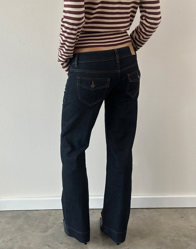 Image of Low Rise Bootcut Jeans in Indigo