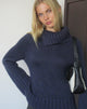 Image of Dajah Fold Over Jumper in Knit Navy
