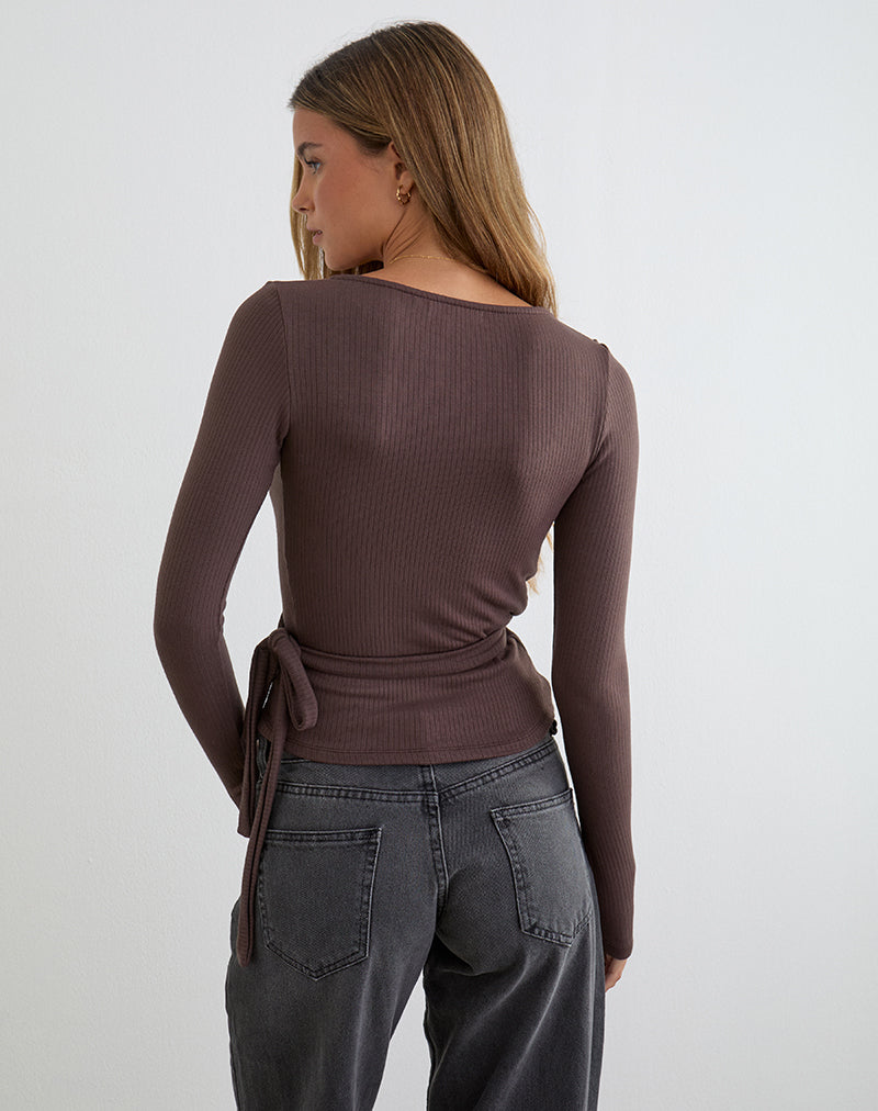 Image of Dakyung Long Sleeve Top in Thick Rib Coffee Quartz