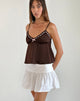 Image of Dalinda Cami Top in Brown with Pink Rosette