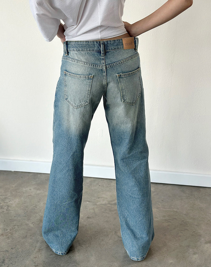 Image of Low Rise Parallel Jeans in Vintage Blue Green