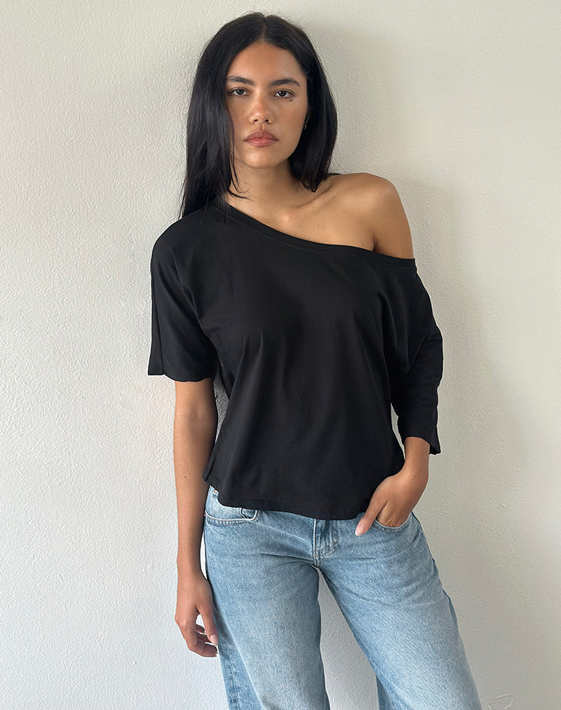 Daman Off-The-Shoulder Basic Top in Black