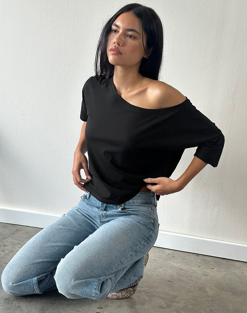Immagine di Daman Off-The-Shoulder Basic Top in nero