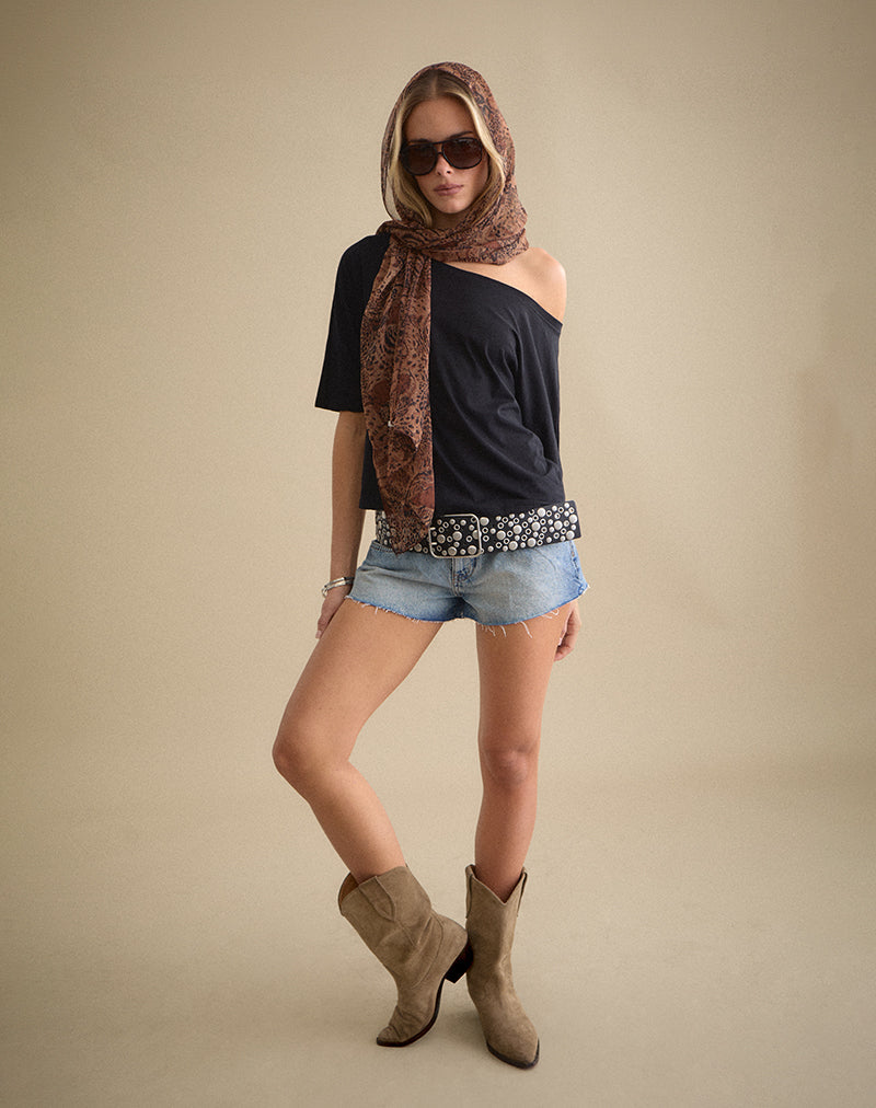 Image of Daman Off-The-Shoulder Basic Top in Black