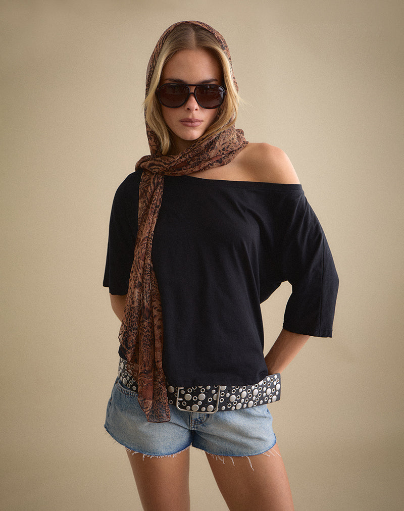 Image of Daman Off-The-Shoulder Basic Top in Black