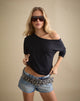 Image of Daman Off-The-Shoulder Basic Top in Black
