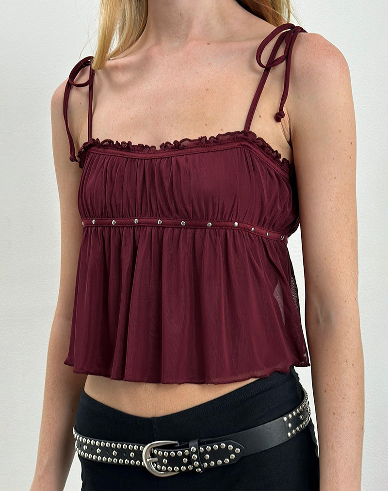 Damaris Cami Top in vino con borchie