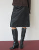 Image of Damine Midi Pencil Skirt in PU Black