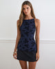 Image of Damske Vest Top in Flocked Shimmer Plisse Navy