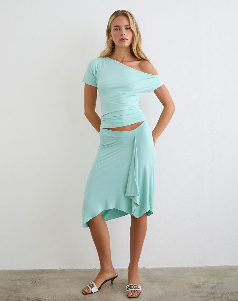 Image of Esmeray Midi Skirt in Rayon Jersey Aqua