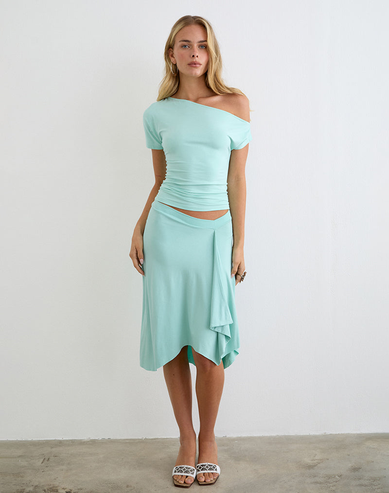 Image of Danama One Shoulder Top in Rayon Jersey Aqua