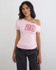 Image of Danama One Shoulder Top in Rayon Jersey Light Pink with '28' Graphic