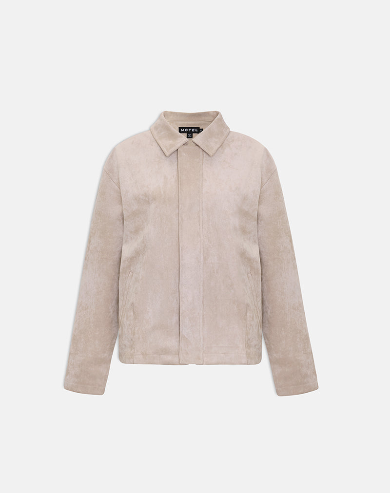 Image of Dante Boxy Jacket in Faux Suede Tan