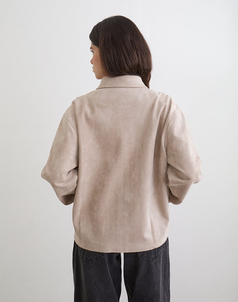 Image of Dante Boxy Jacket in Faux Suede Tan