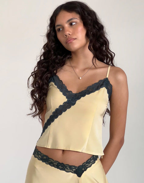 Buttermilk Cami Top with Grey Lace Darena motelrocks com eur