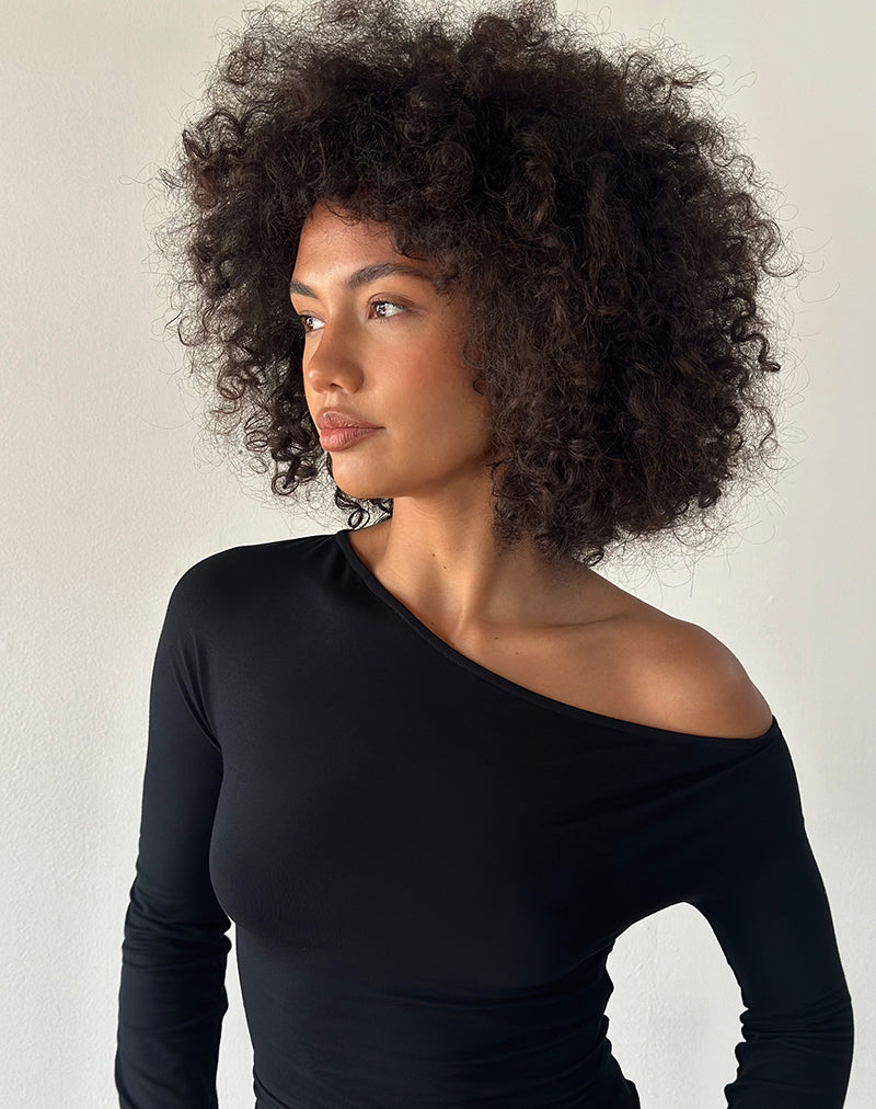 Image of Dareon Long Sleeve Off The Shoulder Top in Black