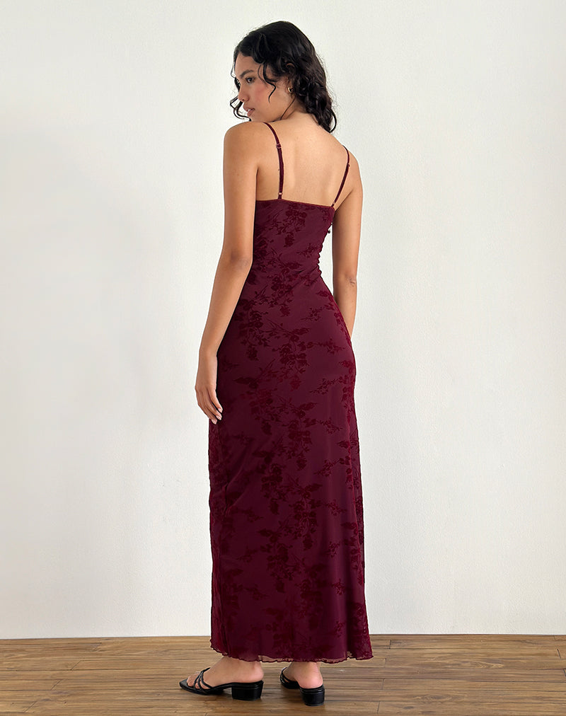 Image of Darsih Maxi Dress in Botanical Flower Maroon